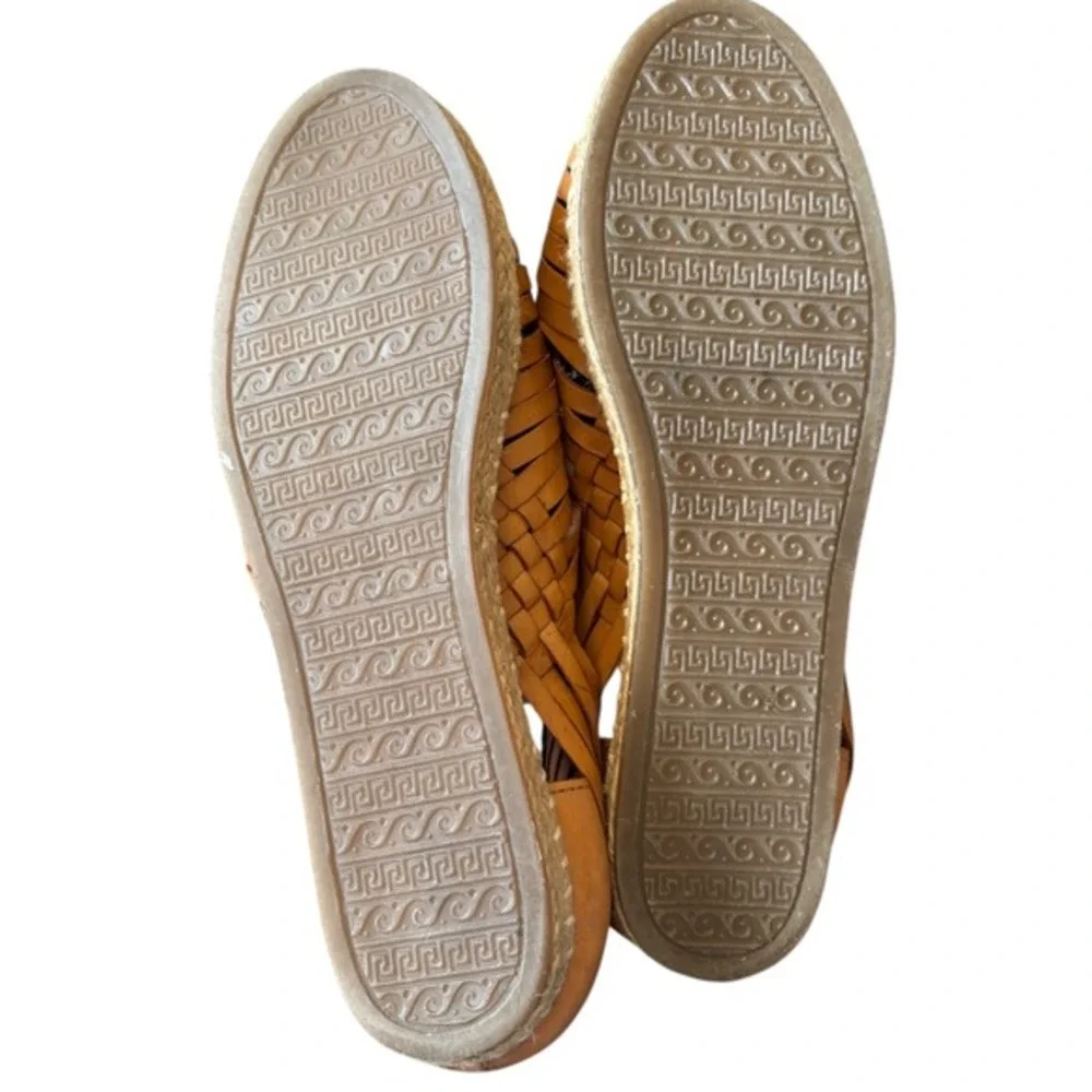 Alessia by‎ Toro Huarache Sandals Woven Leather Closed Toe Cognac Lace Up Sz 9.5